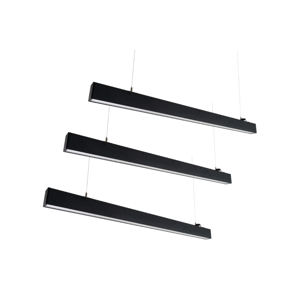 3er-Pack LED Büro-/Tresenleuchte Up&Down, schwarz, 120 cm, 30 W, 3600 lm, UGR<19, 3000-6500 K (CCT), LIFUD Netzteil, erweiterbar, Aluminium.