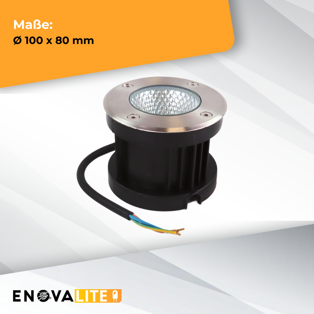 4er Set LED Bodeneinbaustrahler, 7 W, 490 lm, 3000 K (warmweiß), Chromoptik, Edelstahl und Aluminiumdruckguss, EPISTAR.