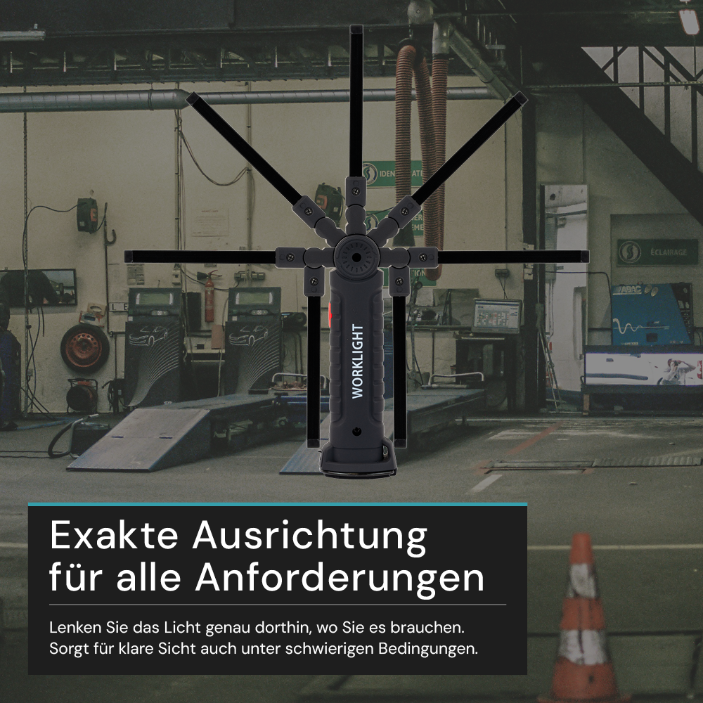 LED-Arbeitsleuchte mit Akku, 5 Lichtmodi, 14 cm, mit Magnet und Haken, USB-aufladbar, drehbare Taschenlampe, Inspektionsleuchte.