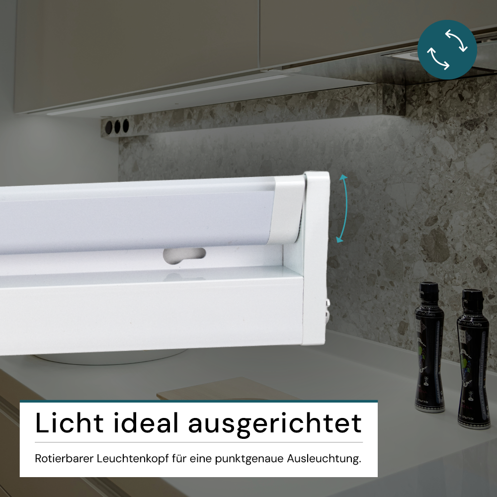 LED-Unterbauleuchte, schwenkbar, mit Schalter, 55 cm, 8 W, 800 lm, einstellbare Lichtfarbe, dimmbar, erweiterbar, Küchen- und Schrankbeleuchtung