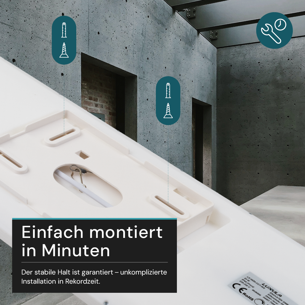 LED-Panel mit Fernbedienung, 58×20 cm, weiß, 24 W, 2200 lm, IP44 Wassergeschützt, Helligkeit und Lichtfarbe einstellbar