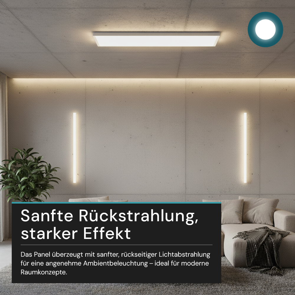 LED-Panel mit Fernbedienung, 58×20 cm, weiß, 24 W, 2200 lm, IP44 Wassergeschützt, Helligkeit und Lichtfarbe einstellbar