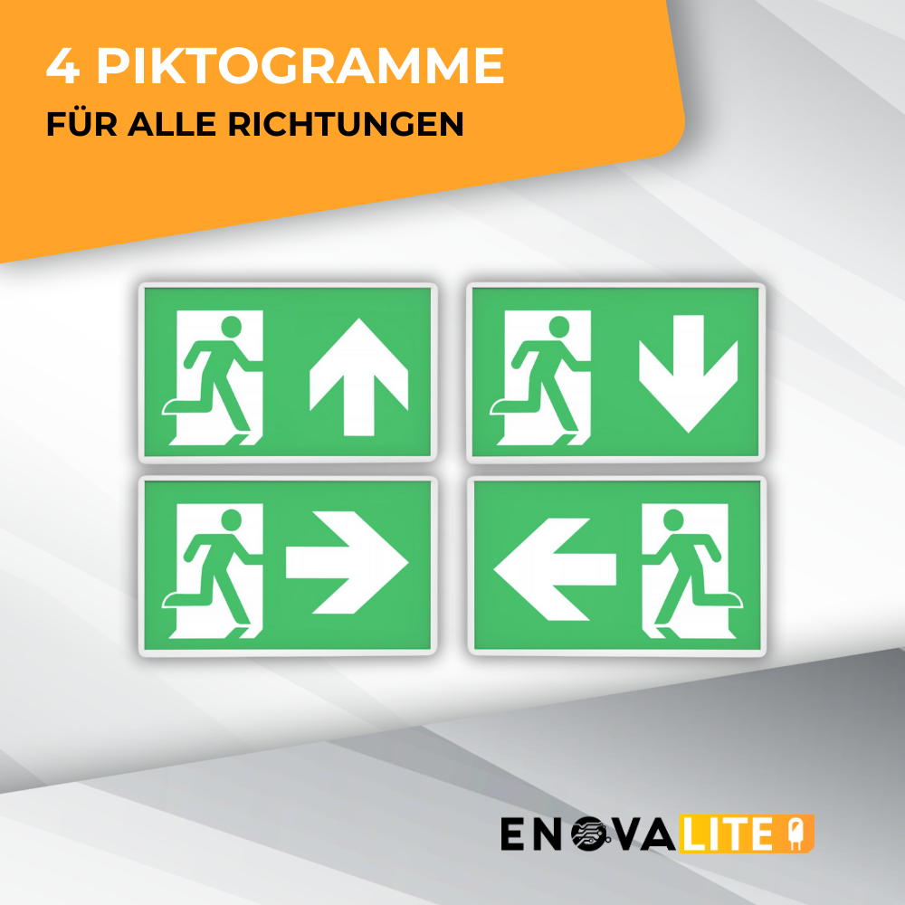 LED-Fluchtwegleuchte, Notleuchte mit 3h Akku, Wandmontage, Anti Panik Licht, TEST-Funktion.