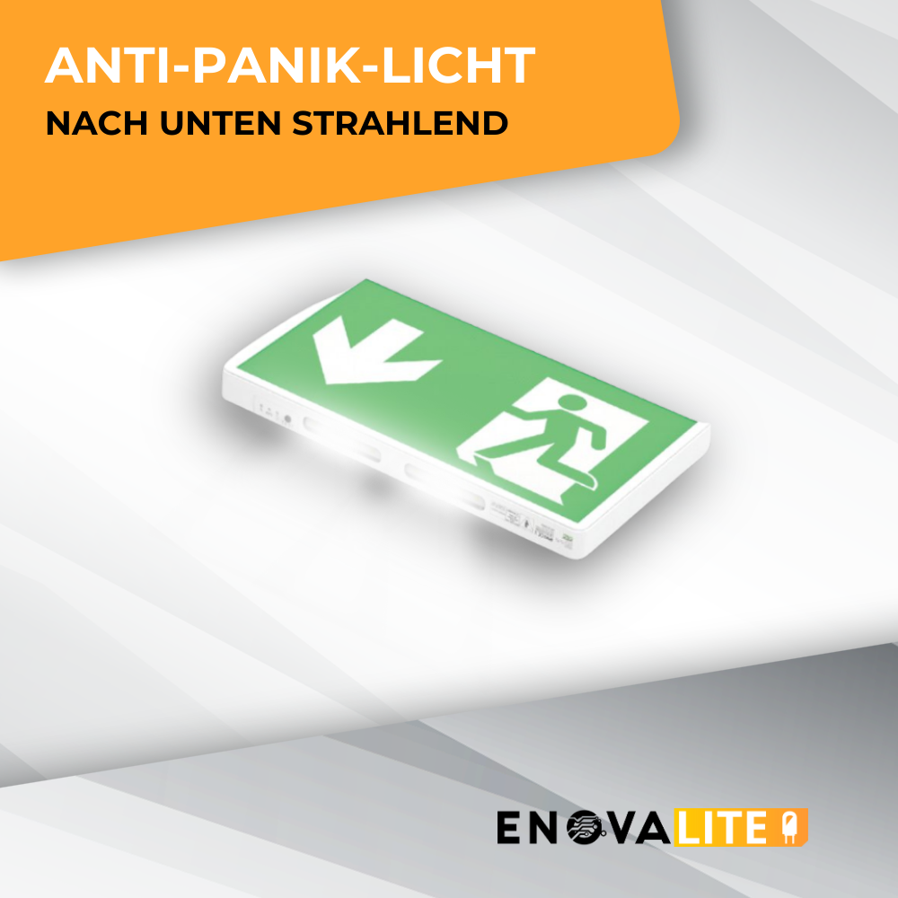 LED-Fluchtwegleuchte mit Fernbedienung, Notausgang mit Notstromeinheit, Anti Panik Licht, TEST-Funktion, Wandmontage.