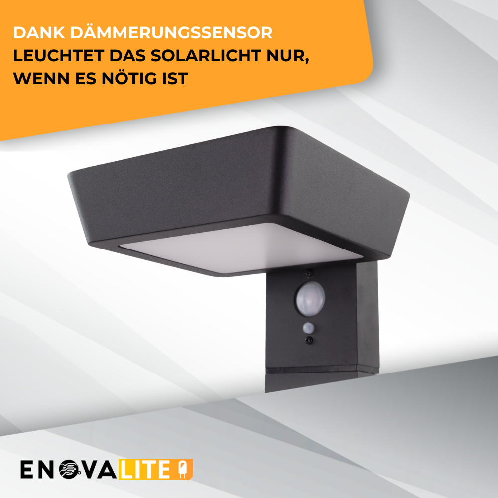 2er-Pack Solar Wegeleuchte mit PIR Sensor, eckig, 3000 K (warmweiß), 12 Stunden Leuchtzeit, 3 Lichtmodi, IP54-Wasserdicht, aus hochwertigem Aluminium.