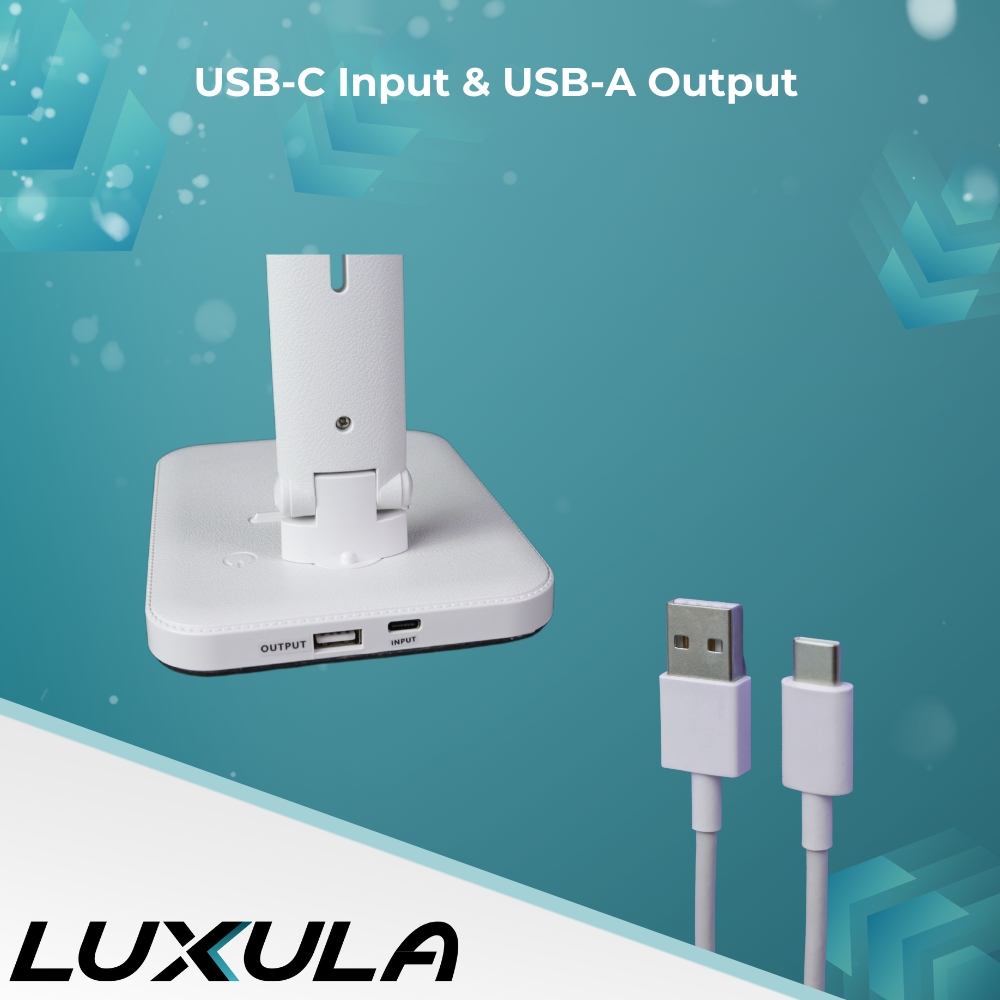 LED-Tischlampe, weiß, mit Dimm- und CCT-Funktion, 5 W Leistung.