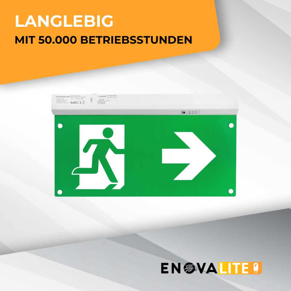 4er Pack LED-Fluchtwegleuchte 4in1, Notausgang mit Notstromeinheit, TEST-Funktion, Decken- und Wandmontage.