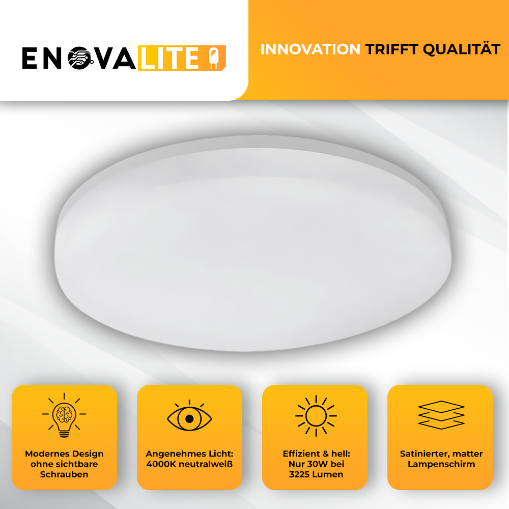 LED Aufbauleuchte, 30W, 3225 lm, 4000K, ø330x50mm, IP54.