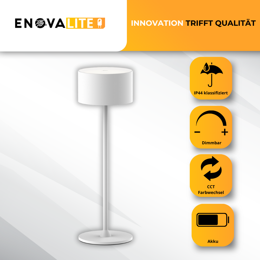 3er Set LED-Tischleuchte mit Akku, inkl Ladestation, Up- & Downlight, Dimm- & CCT-Funktion, weiß, wiederaufladbar, Innen und Außenbereich, IP44, USB-C.