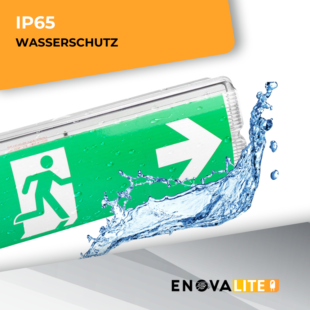 10er Pack LED-Fluchtwegleuchte, Notbeleuchtung mit Notstromakku 3h, TEST-Funktion, Rettungszeichenleuchte inkl 4 Richtungspfeilen, IP65.