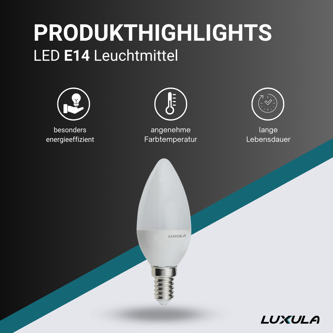 10er Pack LED Leuchtmittel E14, Kerze B37, 5W, 436lm, 2700K.