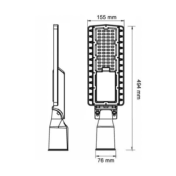 2er-Pack LED Straßenlampe, 50 W, 6750 lm, 5700 K | lichttechnik24line.com.