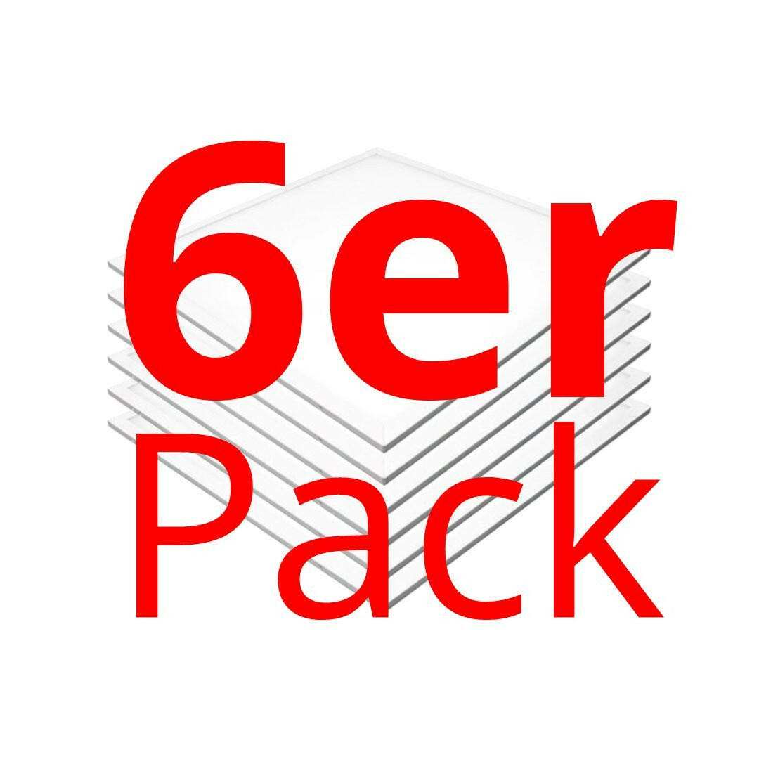 6er-Pack LED-Panel 60x60 cm, CRI95, 45 W, 6000 K, 3600 lm, flimmerfrei.