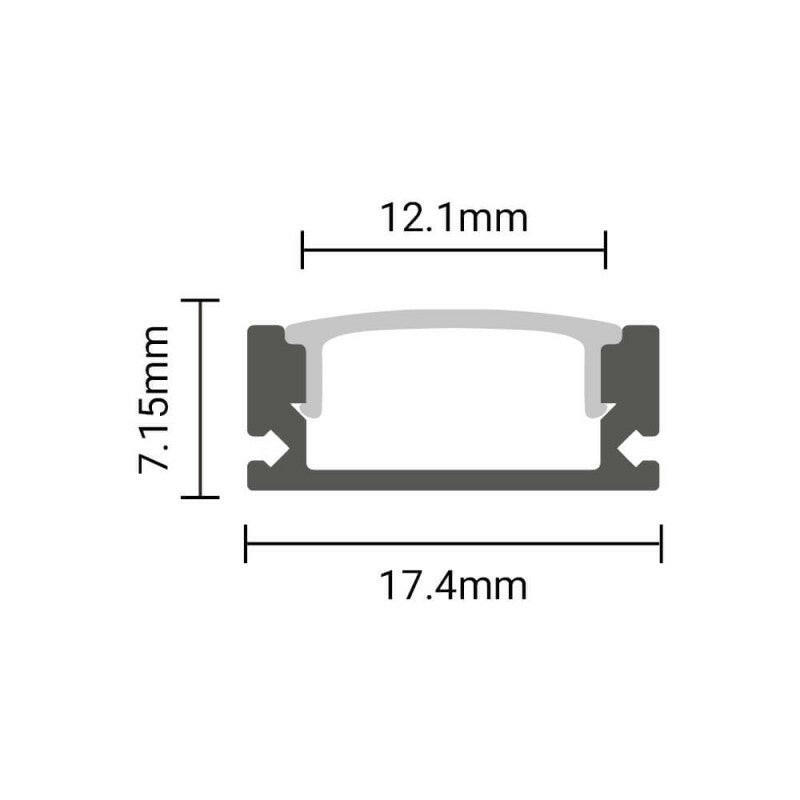 Aluprofil-Set für LED-Streifen, Aufbau, mit Diffusor und Clips, 1m.