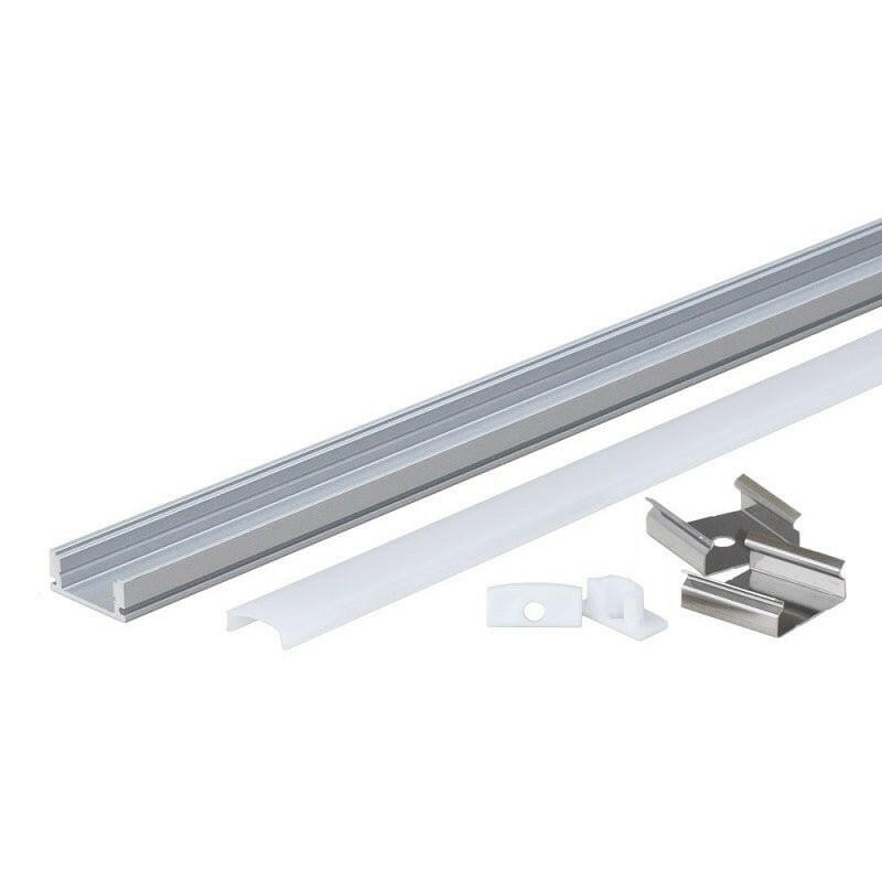 Aluprofil-Set für LED-Streifen, Aufbau, mit Diffusor und Clips, 1m.