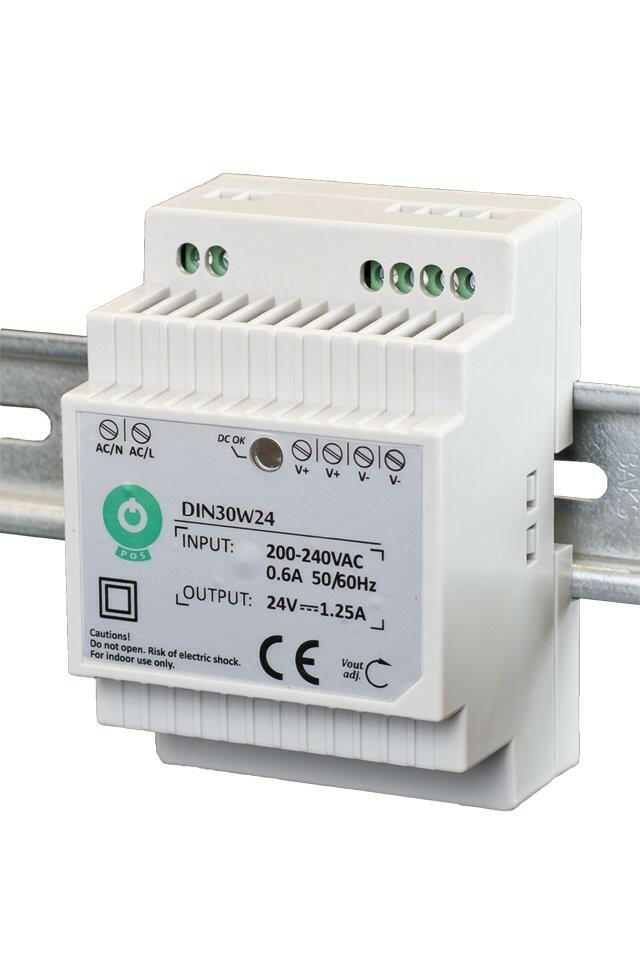 DIN30: Schaltnetzteil, Hutschiene 30 W Serie, Konstantspannung, 24 V DC / 1,25 mA.