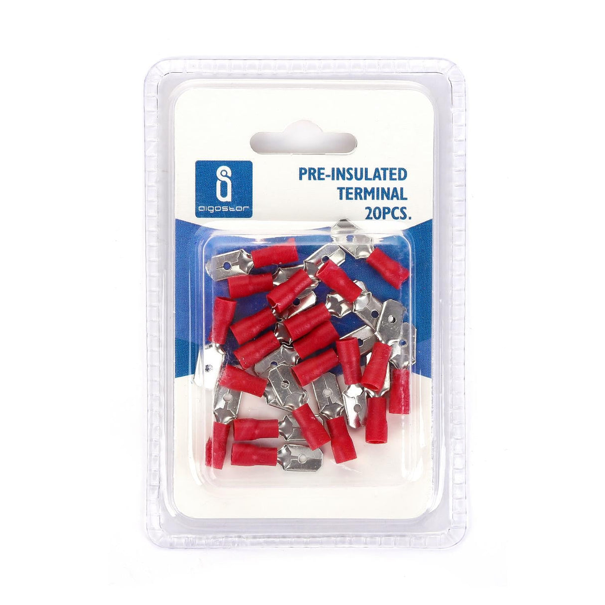 Flachsteckhülse, isoliert, 20 Stk., MDD 1,25 - 250 mm, 21 x 6,35 x 4,3 mm, rot.