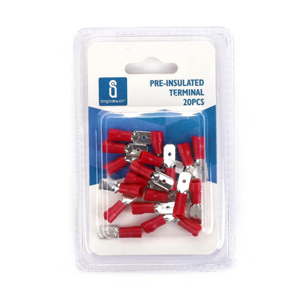 Flachsteckhülse, isoliert, 20 Stk., MDD 2 - 250 mm, 21 x 6,35 x 4,3 mm, rot.
