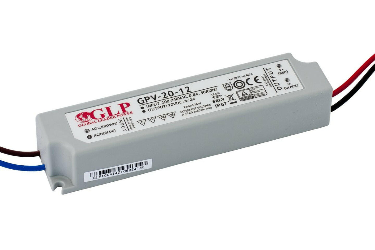 GPV-20: LED-Netzteil, 20 W Serie, IP67, 12 V DC / 2 A.