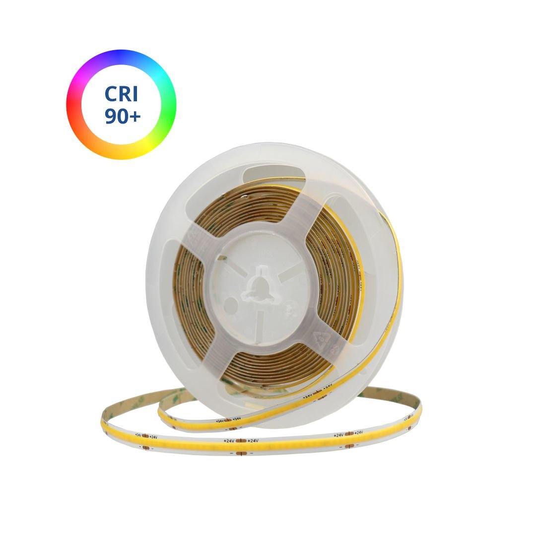 LED COB Leuchtstreifen mit 320 LEDs/m, 10 W/m, 900 lm/m, Ra: >90, 3000K, 5 m.