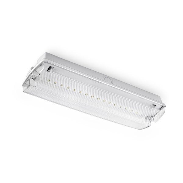 LED-Fluchtwegleuchte, Notausgang mit Notstromeinheit für Wand und Decke.