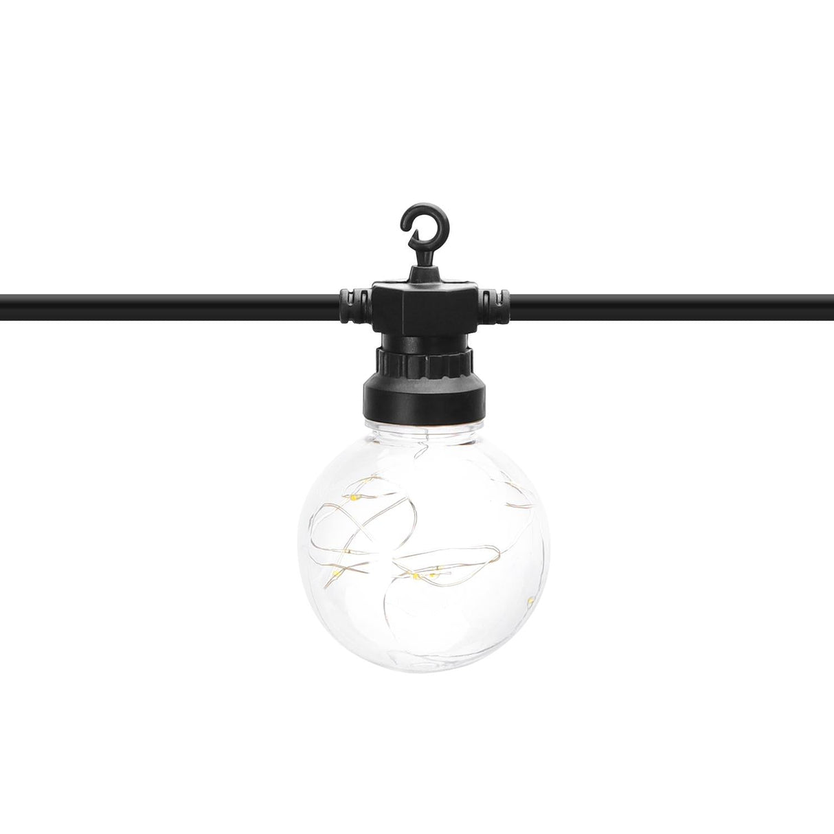 LED-Lichterkette, 10er, transparente Bulbs, warmweiß, 8 m.
