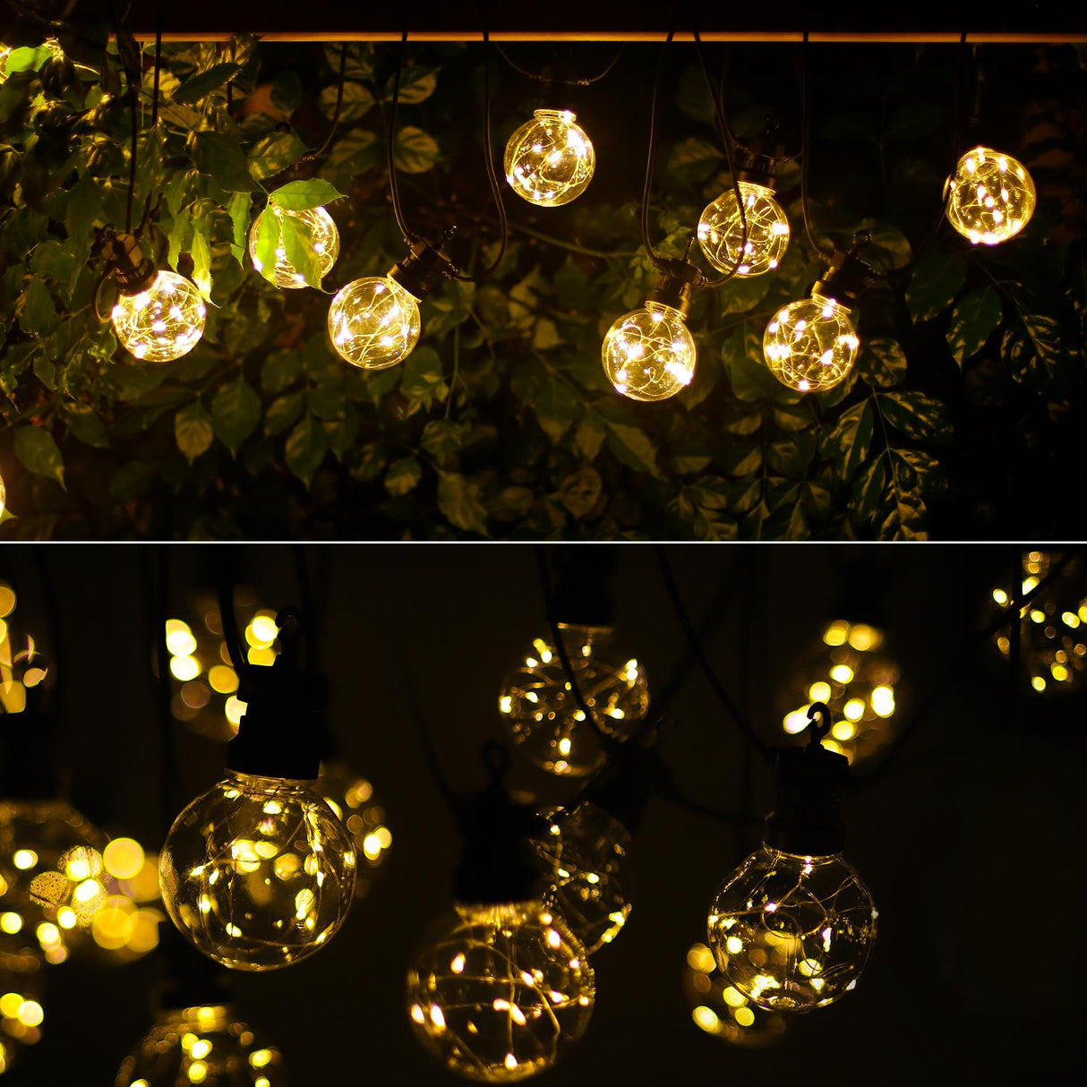 LED-Lichterkette, 10er, transparente Bulbs, warmweiß, 8 m.