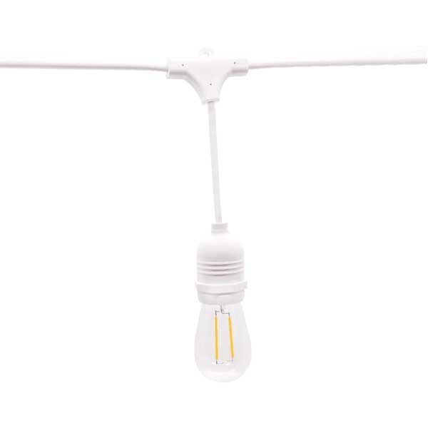 LED-Lichterkette für 15 Leuchtmittel E27, 14 m, weiß.