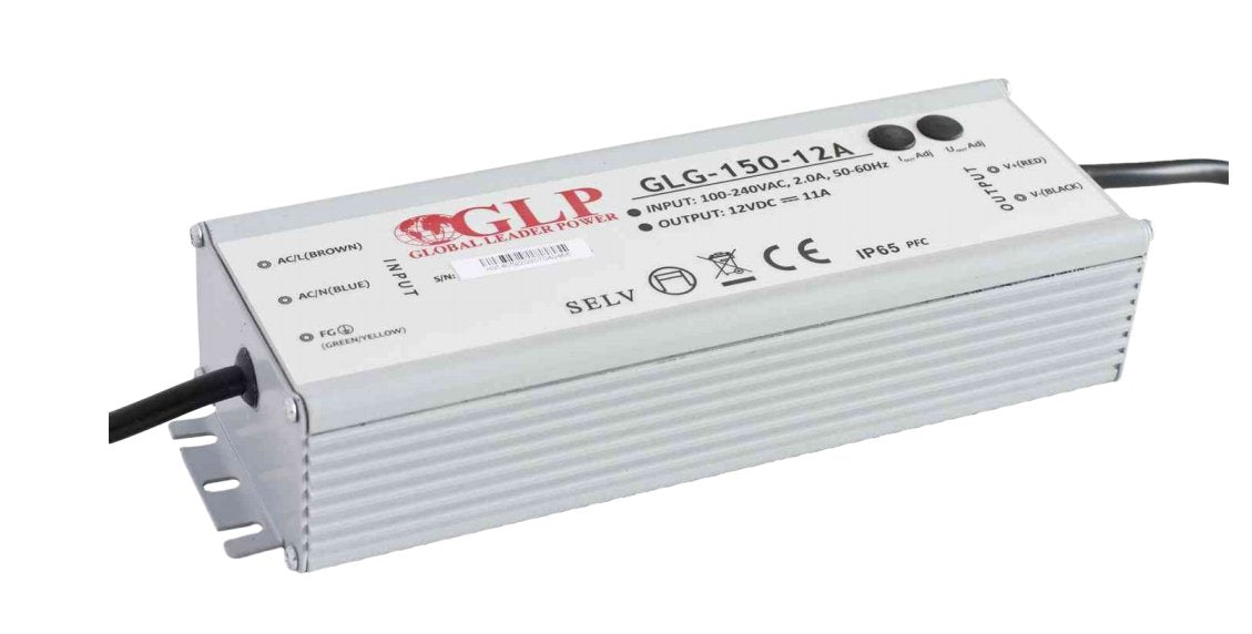 LED-Netzteil, 150 W, 12 V DC, 12,5 A, IP65, CV+CC.