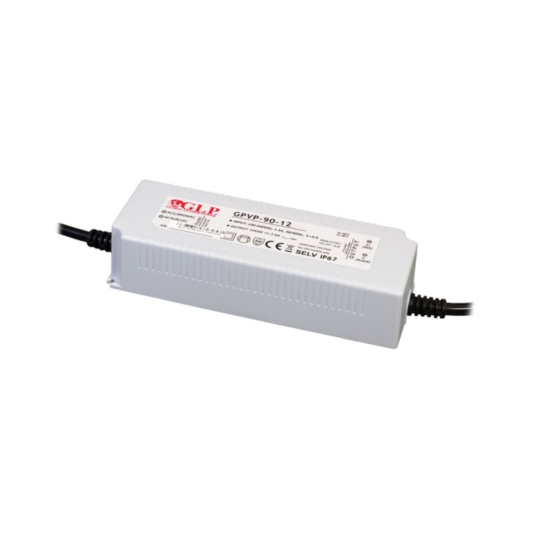 LED-Netzteil, 90 W, 12 V DC, 2 A, IP67, PFC Funktion.