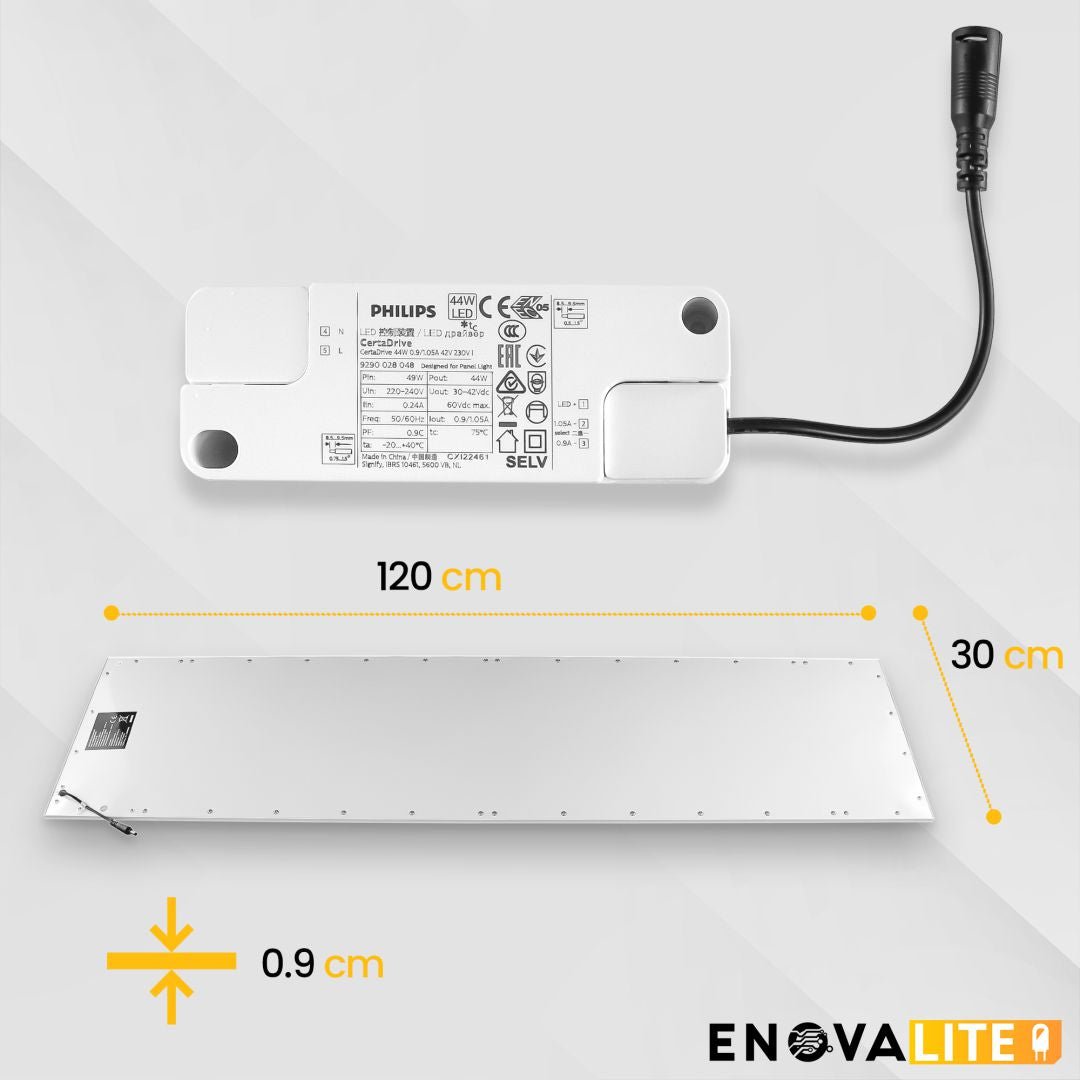 LED Panel, 120x30 cm, 36 W, 3600 lm, 4000 K, Philips Driver.