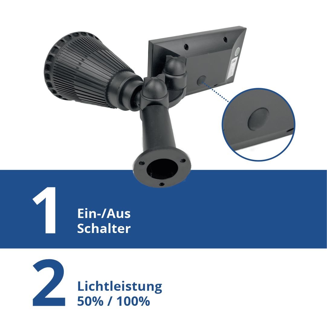 LED Solar-Gartenspot, mit Spieß, 1,5 W, 6000 K, schwarz.