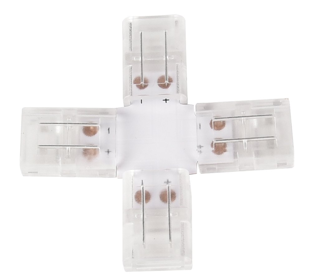 LED-Streifen Verbinder, X-förmig, 4 polig, für 8 mm RGB LED-Streifen geeignet.