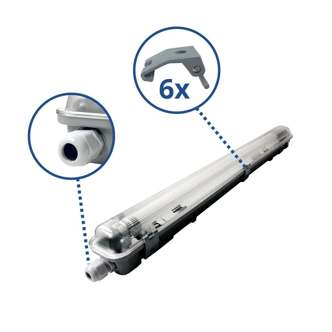 LED-Wannenleuchte, 9 W, 800 lm, 4500 K, 68,0 cm, IP65, 1 flammig.