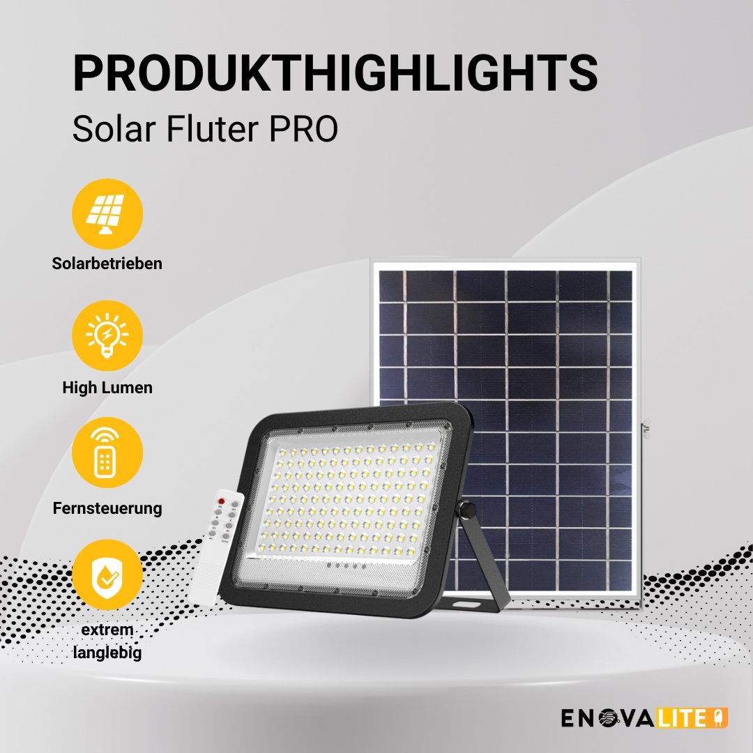 Solarstrahler PRO, LED-Fluter, Solar mit Akku, 30 W PV, 3800 lm, 6500K, IP65, Aludruckguss.