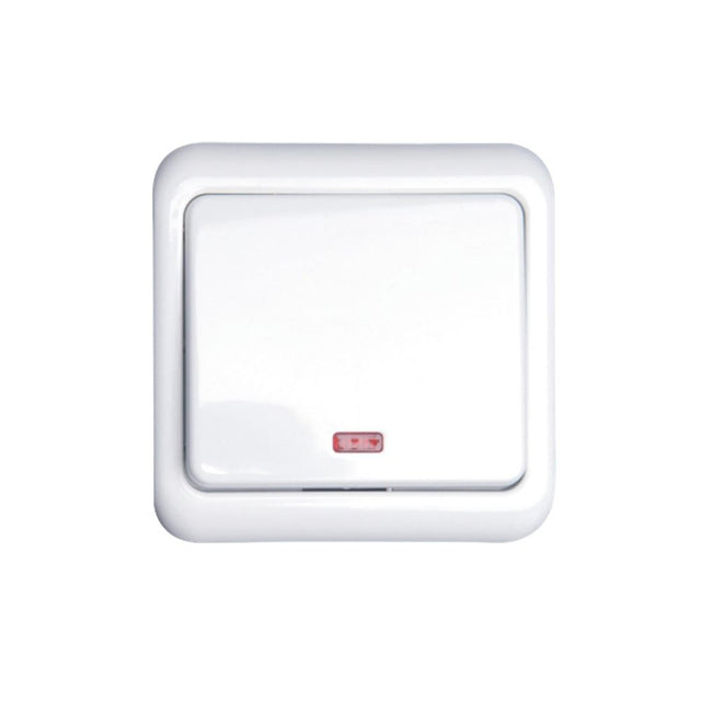 Wechselschalter mit Kontrollleuchte, UP, 10 A, 250 V, weiß.