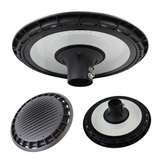 LED Straßenleuchte, rund, 90 W, 9000 lm, 3000 K (warmweiß), IP65, Parkanlage.