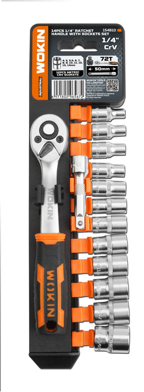 Umschaltknarren-Set, 14-teilig, 1/4".