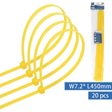 Kabelbinder, 20 Stk., 7,2 x 450 mm, gelb.