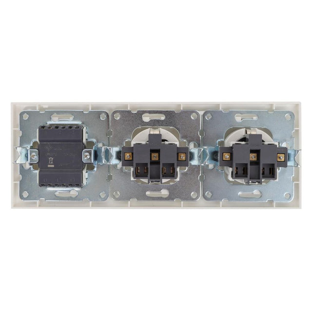 2 x Schutzkontakt-Steckdosen mit Wechselschalter, 16 A, 250 V, weiß.