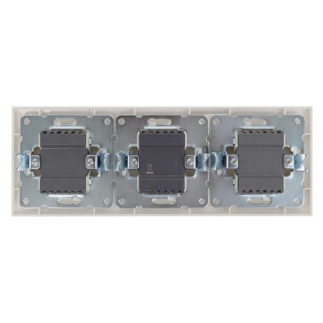 Wechselschalterkombination Zweifachwippe und 2 x Schalter, 10 A, 250 V, weiß.