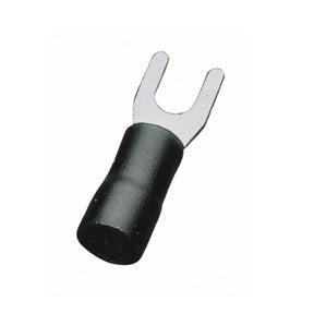 Gabel-Kabelschuhe, isoliert, 20 Stk., 1,25 - 4 mm², 21,7 x 6,4 x 4,3 mm, schwarz.