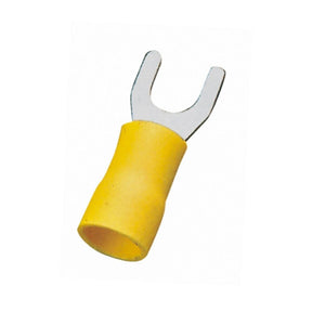 Gabel-Kabelschuhe, isoliert, 20 Stk., 2 - 6 mm², 21,7 x 10,5 x 4,9 mm, gelb.