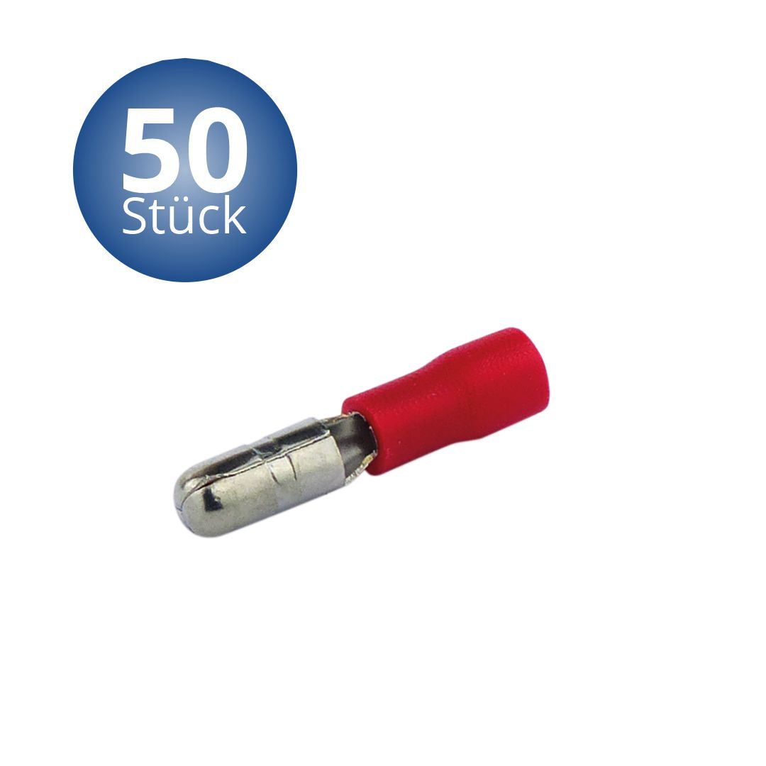 Rundstecker 0.5-1.5 mm 50 Stück rot in Plastikbox.