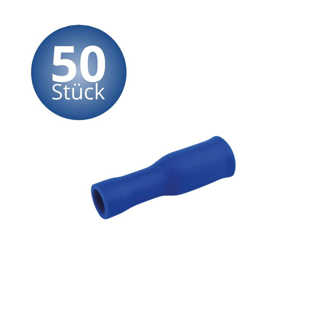 Rundsteckhülsen 1.5-2.5mm 50 Stück blau in Plastikbox.