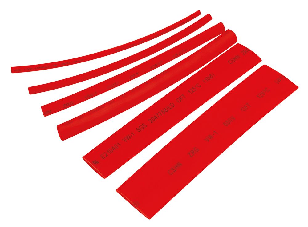Schrumpfschlauch-Sortiment 100-teilig Rot, Box.