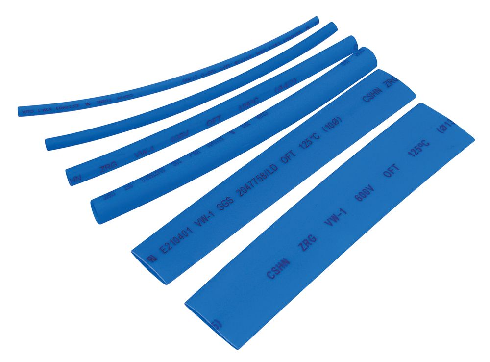 Schrumpfschlauch-Sortiment 100-teilig Blau, Box.