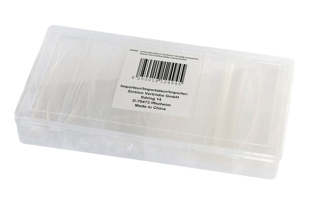 Schrumpfschlauch-Sortiment, 100-teilig, transparent.