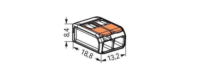 WAGO 221-412, 2-Leiter-Klemme, Leiteranschluss von 0,14 bis 4 mm², 32A, 400V.