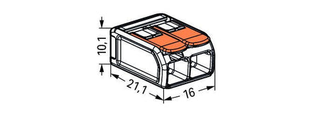 WAGO 221-612, 2-Leiter-Klemme, Leiteranschluss von 0,5 bis 6 mm², 32A, 400V.